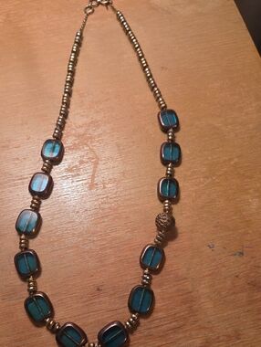 Teal glass necklace